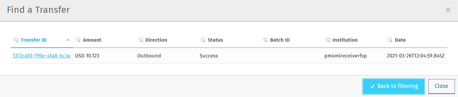 basic find a transfer result