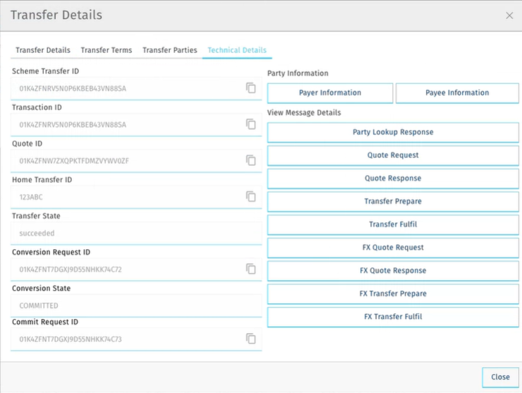 Transfer technical details